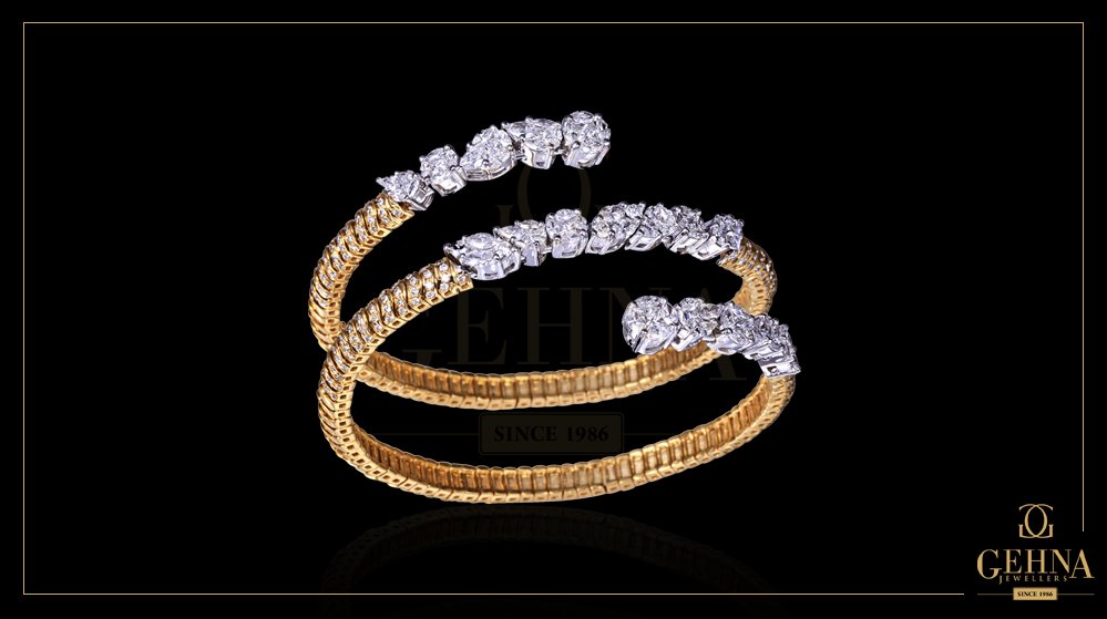 GehnaJewellers1's tweet photo. This #twirled #gold bracelet with a statement-making #diamond centerpiece makes this a definite conversation starter. https://t.co/Ep61P97D7V