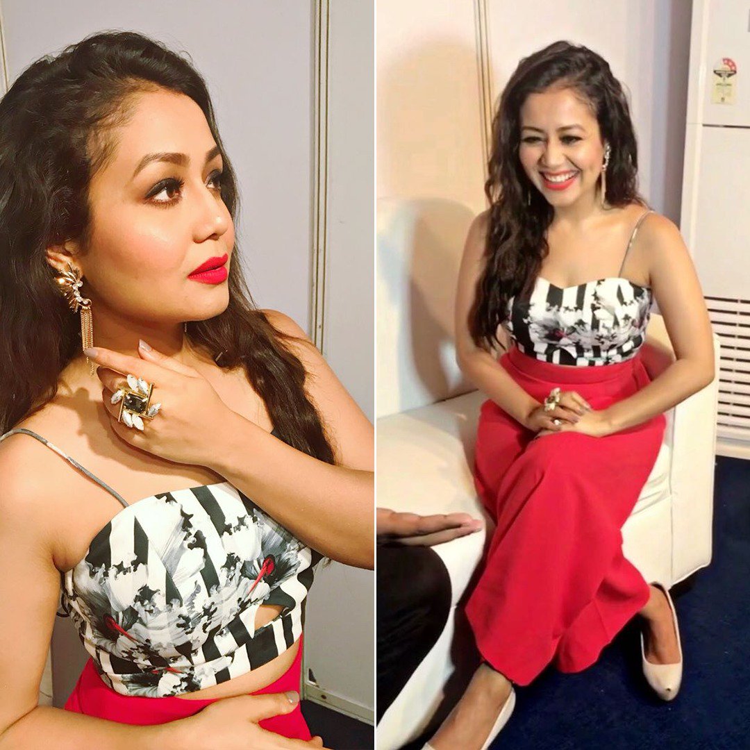 BienMode's tweet photo. Styled by @bienmode @iamnehakakkar looking cute &amp; hot as always for her performance !! 
Outfit : @Chandinipriyankaofficial 
Jewellery @rimayu07 https://t.co/LXBzpqJJsF