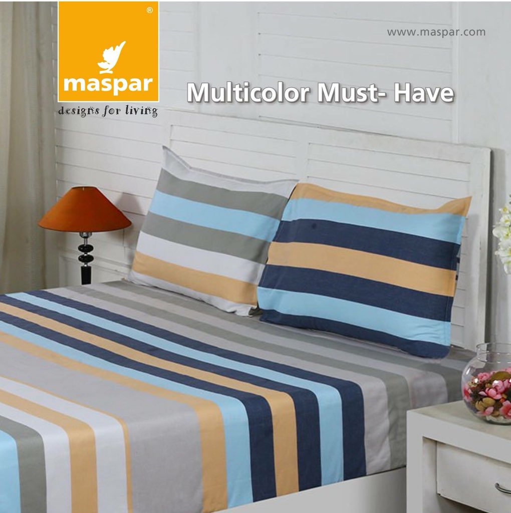 masparhome's tweet image. The always-trending stripes are a must- have this season. Shop the Thomas Multi Bright Double Bedsheet With 2 Pillow Covers now: goo.gl/aMGBVn 
#Maspar #printedbedsheet #homedecor #homefurnishing #stripedbedsheet