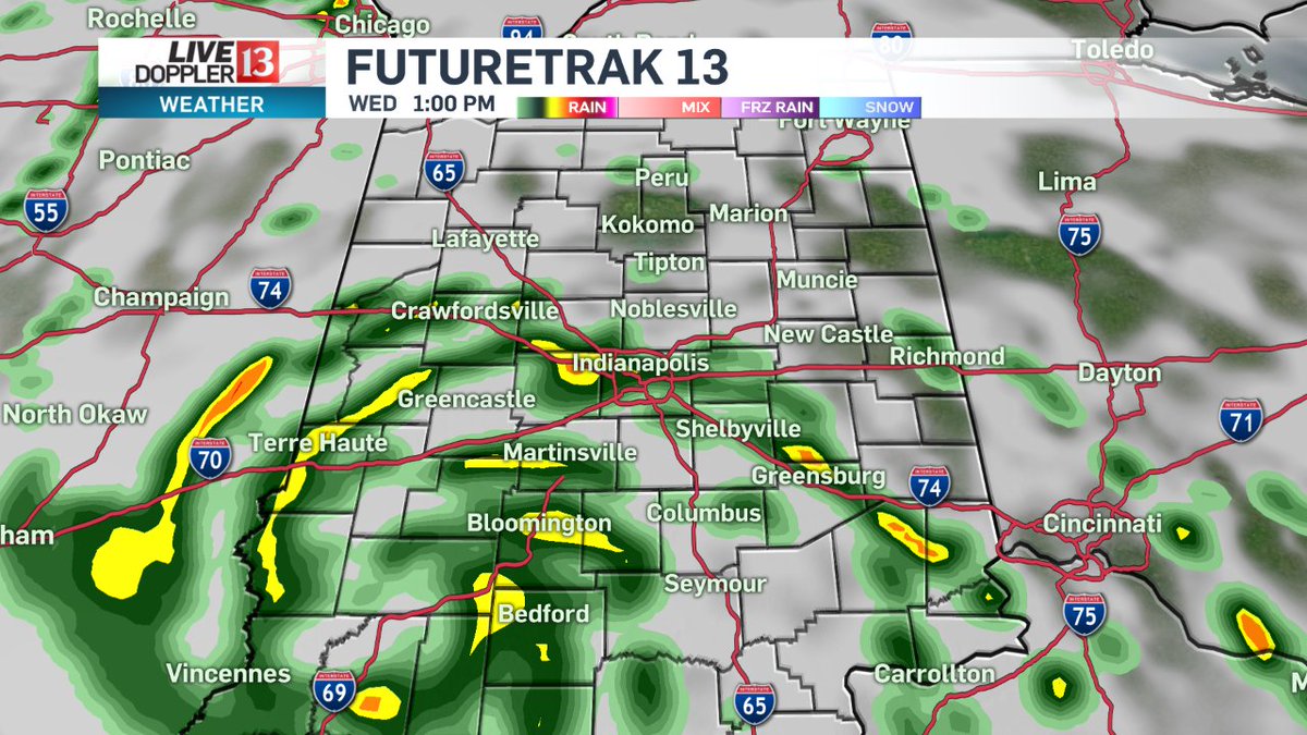 ChuckWTHR's tweet photo. Most rain comes in the afternoon and early evening out of these storms. We need it, don't we? https://t.co/FEu29RQJC9