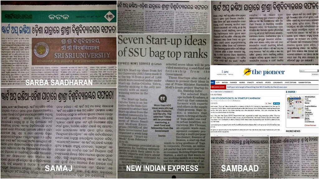 SriSriU's tweet photo. Our University students hit the headlines! We are happy to share that 7 start-ups from our University making it in the top 75 list of Odisha under '#startupindia Odisha yatra' have been covered by 10 National and vernacular online and offline media.
#MBAatSSU https://t.co/kPmmkjBORF