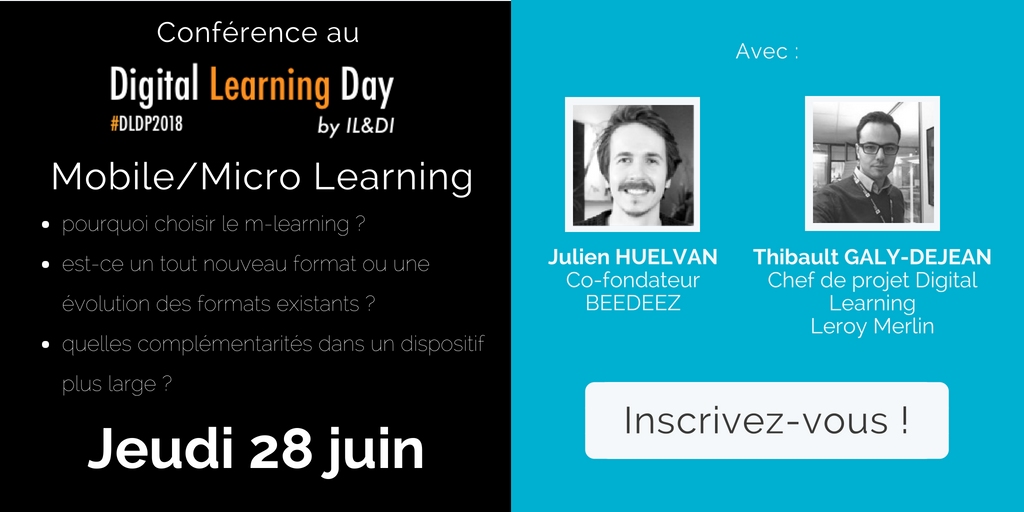 BeedeezApp's tweet photo. [#Débat] Pourquoi choisir le Mobile/ Micro Learning ? => Venez en parler avec nous le 28 juin lors du Digital Learning Day  de @ILDIconseil ! Inscription ici : https://t.co/SZ08IYmyNE #Formation #Formpro #MobileLearning #MicroLearning #RH #Edtech #DigitalLearning #Gamification https://t.co/PCWQcIJUv5