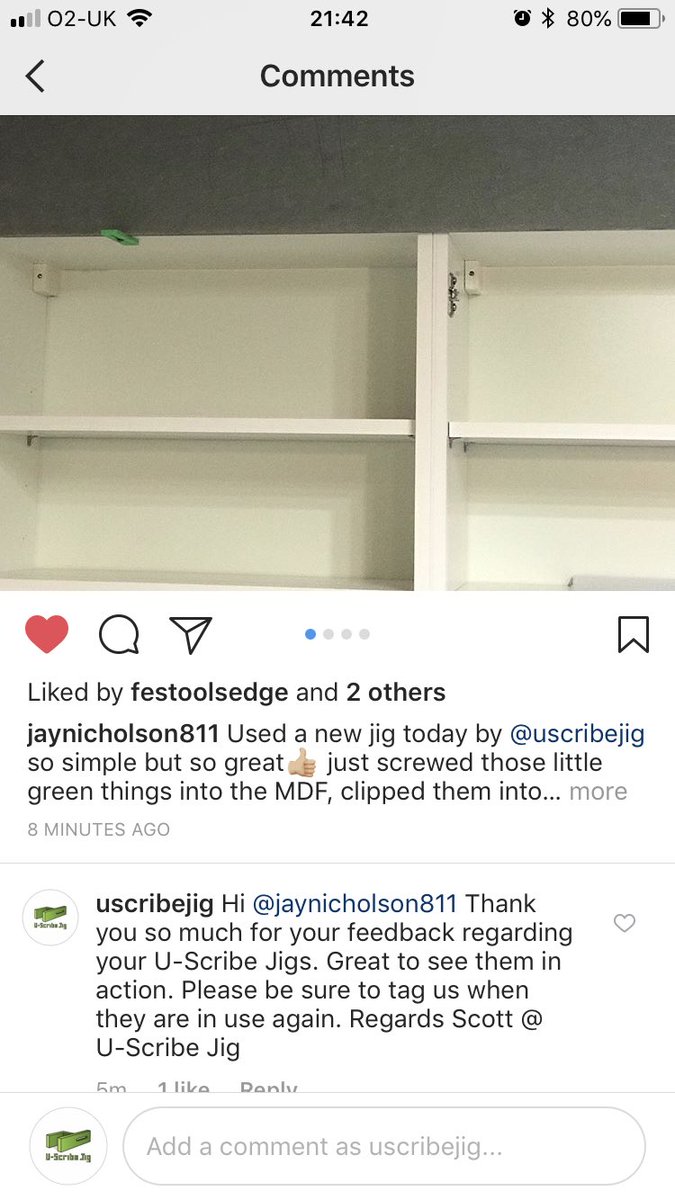 Uscribejig's tweet photo. Great feedback again from another happy customer, plus an honour in the fact the legend Festool sedge gave us a like over on instagram. #uscribejig #kitchens #bedrooms #interiors #legends #sedge #festool #makita #dewalt #metabo #thefuture #3rdhand #worksmarter #allaboard https://t.co/yiBa1OyYza