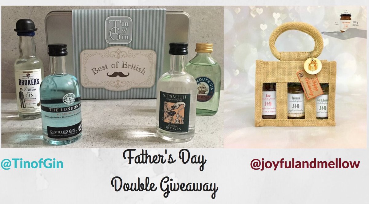 For your chance to #win our #giveaway cross promotion 
Please FOLLOW AND RT both @tinofgin and <a href="/joyfulandmellow/">Joyful And Mellow</a> What more could your Dad need on #FathersDay 
Gift worth over £40
#JamandGin 
#Tinofgin