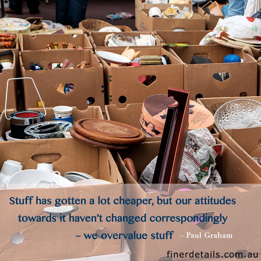 FinerDetails's tweet photo. [inspiration]

We overvalue stuff...

Sara &amp; Heather #finerdetails #concierge #getorganised #clutter #declutter #timetochange #timetoclean #homeorganisation #overvalue #stuff #conciergeservices #organisePerth #contactus #decluttering #clutterhouse https://t.co/eZAcQHsRDg