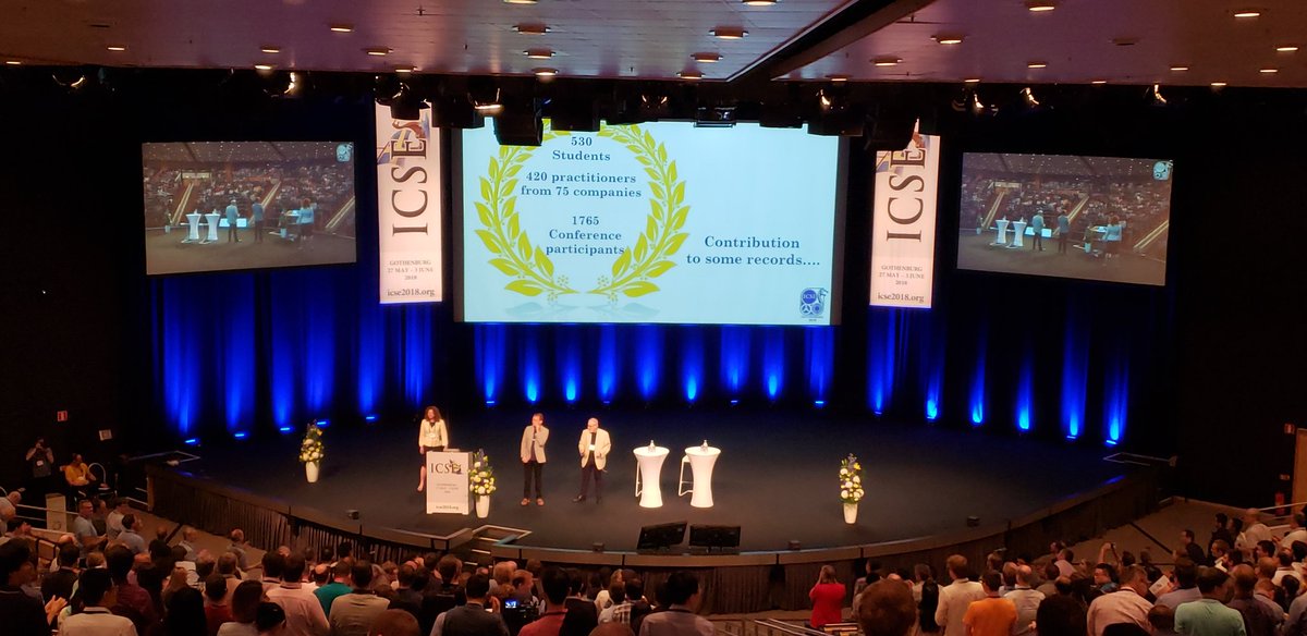 Mehrdad58S's tweet image. #ICSE2018 530 students, 420 practitioners from 75 companies, 1765 conference participants (1365 main conference) #ICSE18
