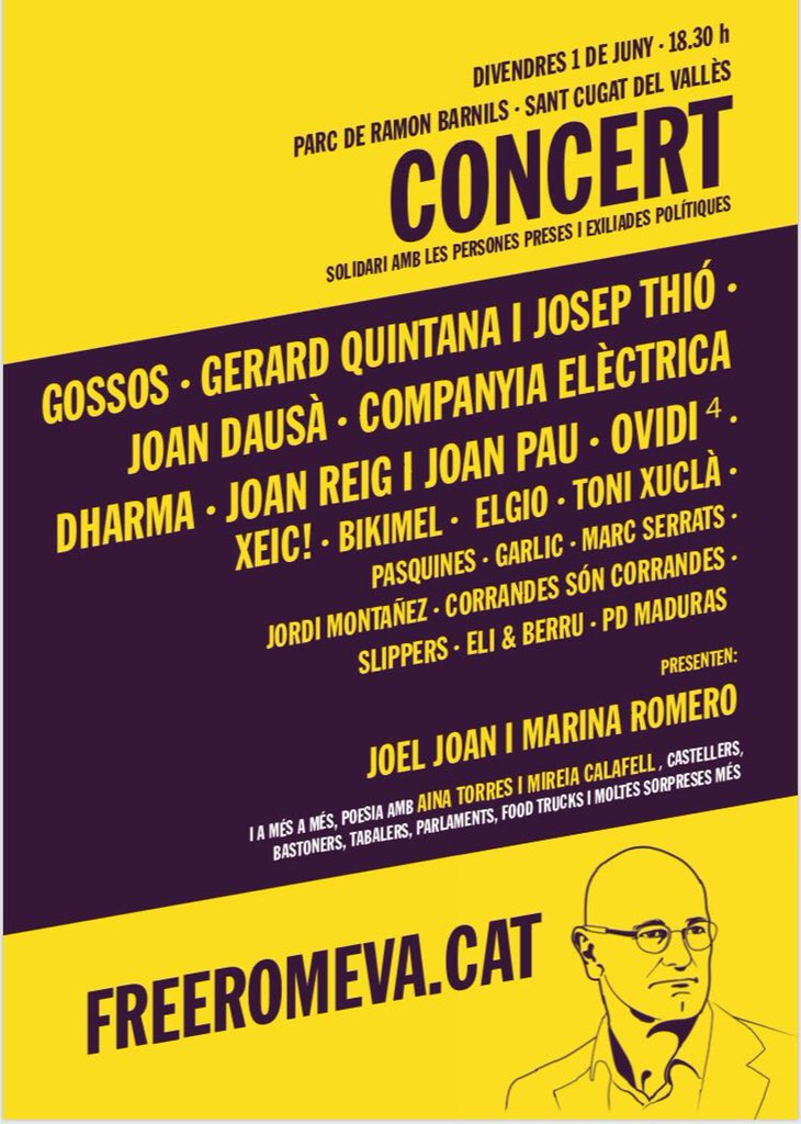 🔴 Vols col•laborar amb la campanya FREE ROMEVA? Vols fer de voluntari al concert solidari del 📆 divendres 1 de juny? 

👉🏼 Envia un correu a voluntariat@freeromeva.cat i digue’ns quina disponibilitat tens i et respondrem assignant-te una tasca!