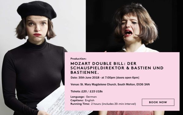 VerneyAlison's tweet photo. .@PopupOperaUK Presents Mozart:
 
DER SCHAUSPIELDIREKTOR 
&amp;
BASTIEN UND
BASTIENNE 

- Sat. 30th June 2018, 7:00pm (Doors 6pm)
St Mary Magdelene Church
North Street #SouthMolton #NorthDevon EX36 3AN
- Tickets: https://t.co/MJLJyfHnXN … 
- More info: https://t.co/DNqH3BMTv4 #opera https://t.co/mQkEhDycax
