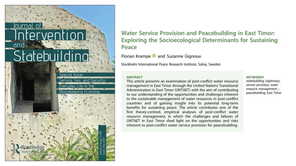 FlorianKrampe's tweet photo. The management of #water resources presents both opportunities and risks for #peacebuilding. To #SustainingPeace more coordination, inclusiveness, and structural thinking around water interventions is necessary.
https://t.co/VYfXN9jgh6
#peacekeeping #futurepeaceops #peaceops https://t.co/aAEddUQb5V