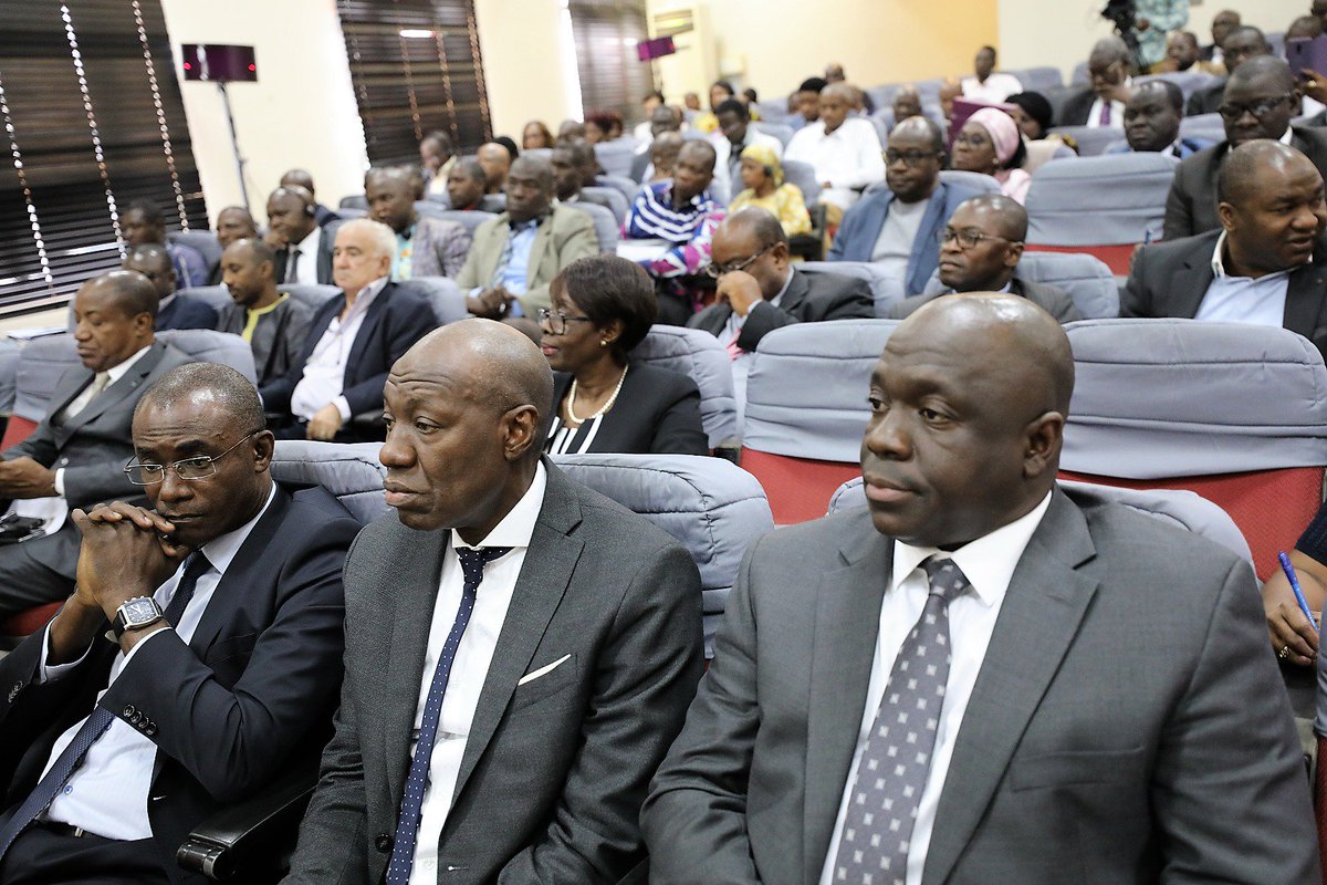 AU_ETTIM's tweet photo. #Abidjan, Côte d'Ivoire was yesterday the second step of the #AfCFTA sensitization tour. Commissioner Muchanga met &amp; discussed with Ivorian entrepreneurs, at Cote d'Ivoire Chamber of Commerce, the positive impact of the implementation of the African Continental Free Trade Area. https://t.co/ifwfpbPd9M