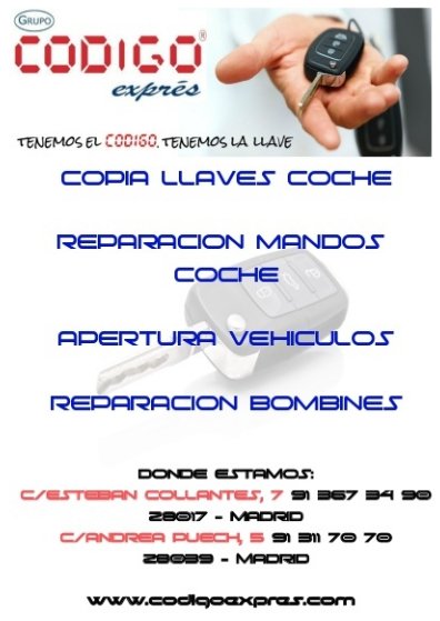 CodigoExpres's tweet image. En @CodigoExpres somos especialistas en cerrajería del automóvil, realizando servicios como copia de llaves, reparación de telemandos, apertura de vehículos o reparación de bombines de cerradura ¡Consúltanos!