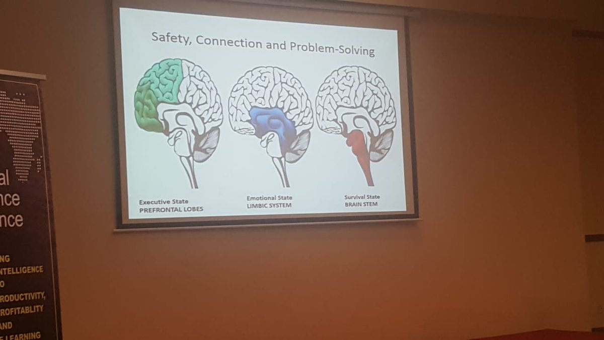 MuchaMlingo's tweet photo. 📌🌍Session : It Starts In The Brain
- Thandi Mvakali, Laton a
⭕ Brain uses 20% of O2, 30% of H20 and 40% of nutrients
⭕Triune Model is a simple description of the brain, with
- Prefrontal Lobes [Executive State]
#AEIC2018 #250millioneiafricans #EmotionalIntelligence @PTSAfrica https://t.co/MjlTExg8Rp
