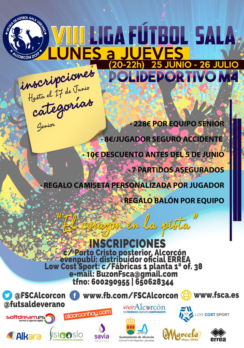 futsaldeverano's tweet photo. A falta de pequeños retoques ya tenemos nuestro cartel para la VIII Edicion de #LVFS donde el mejor futbol sala de la zona sur se junta en verano para no parar de hacer lo que mas nos gusta !! https://t.co/bMCQ7isWTB