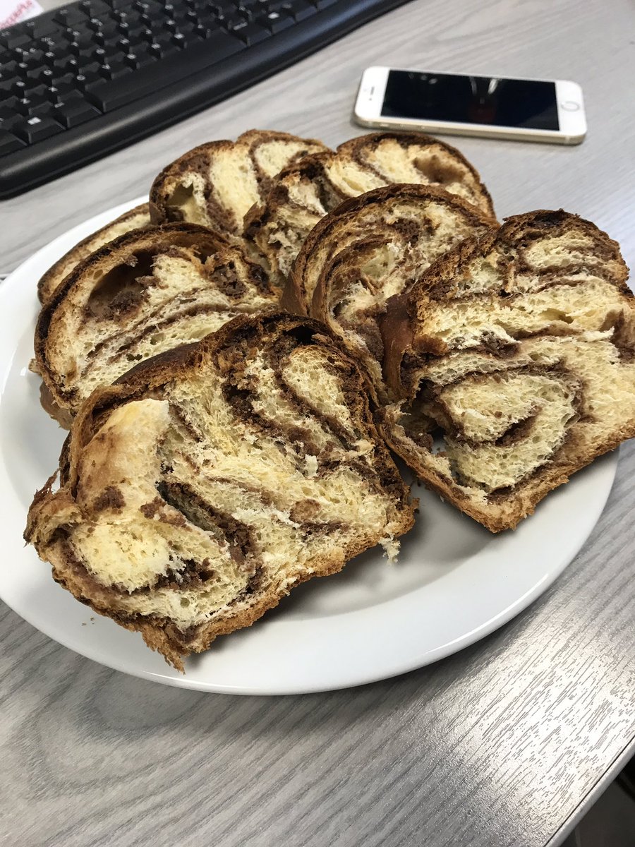 wearegft's tweet photo. Mihai has brought in a great Romanian treat called Cozonac this morning! ☀️ #SharingIsCaring https://t.co/GFgN7RSEnF
