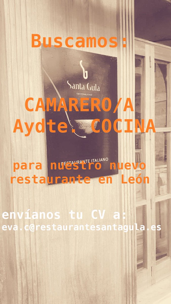 SantaGulaLeon's tweet photo. En Santa Gula estamos trabajando para abrir nuestras puertas cuanto antes. Buscamos el mejor equipo. ¿Quieres ser uno de los nuestros? https://t.co/pmFABbficl