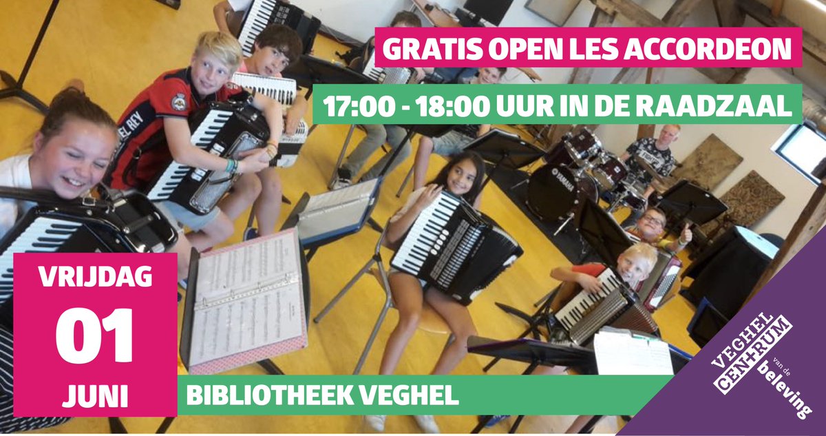 Vrijdag is er een open les accordeon in @BiebVeghel. Geïnteresseerden zijn van harte welkom om een kijkje te komen nemen of misschien wel mee te spelen..! bit.ly/2xpw763 #MaandvandeAmateurkunst
