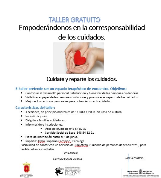 Seguimos con más talleres.
¡Anímate!
Tailer gehiagorekin jarraitzen dugu.
Anima zaitez!