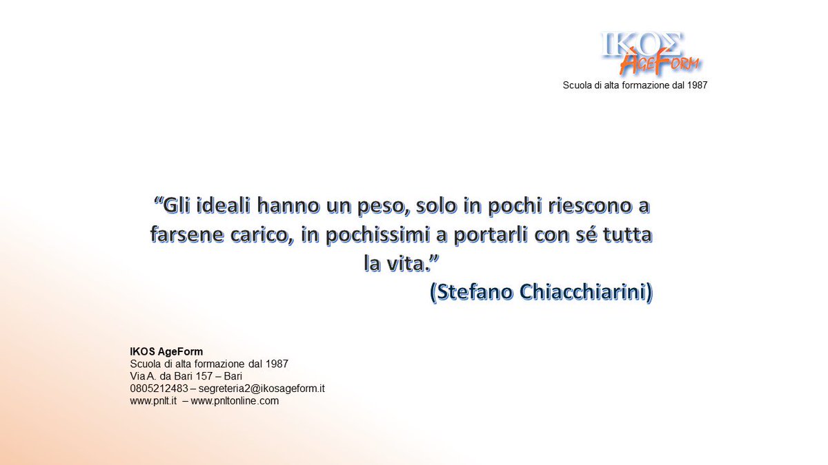 IKOS_Ageform's tweet photo. Scuola di Alta Formazione dal 1987
https://t.co/Mlda1ezPLJ - Infotel: 0805212483 - Infomail: segreteria@ikosageform.it  
#buongiorno #ikos #psicologia #formazione #benessere #pnl #criminologia #ipnosi #psicoterapia https://t.co/ea8zoPR0io