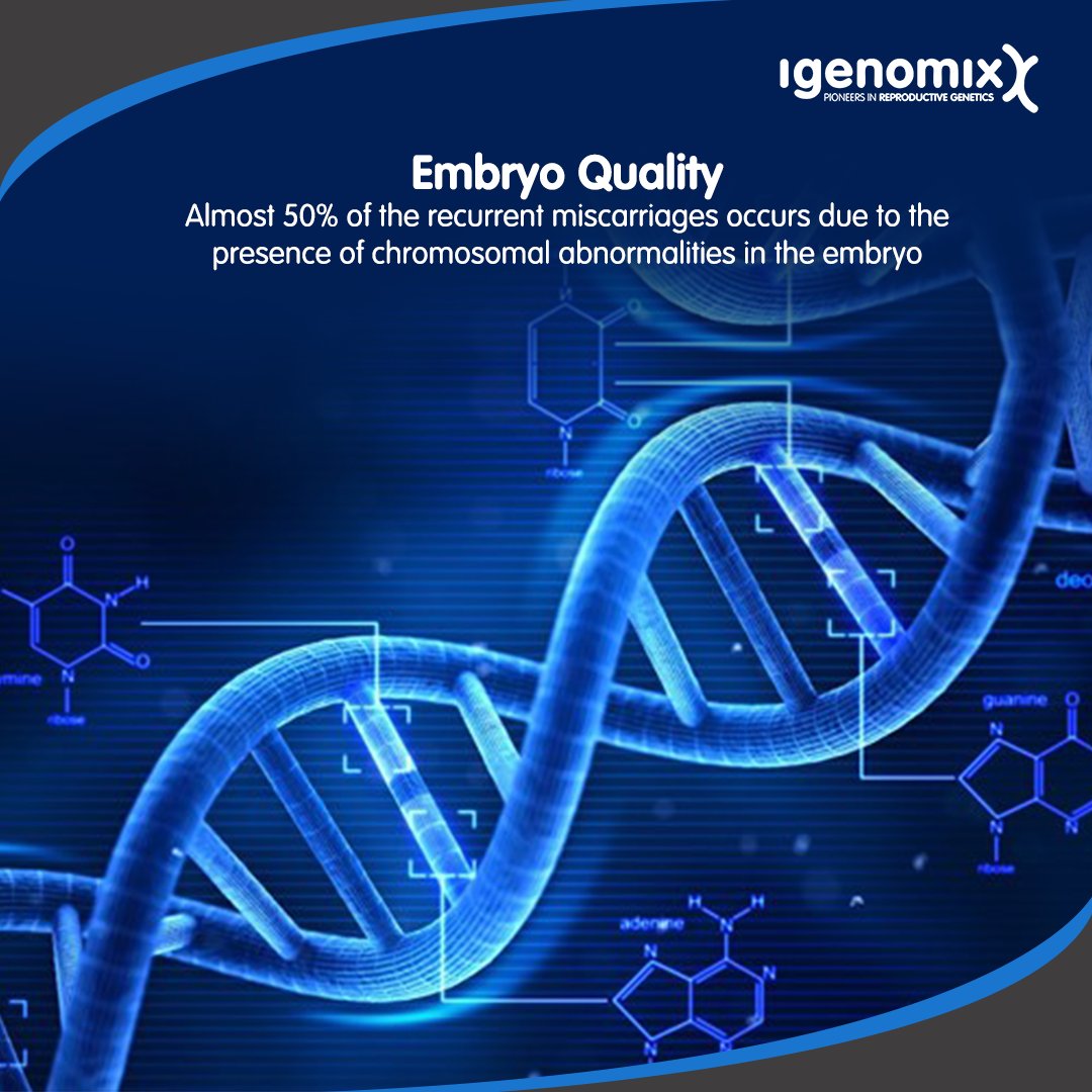 igenomixindia's tweet image. IVF failures can occur in couples who do not have chromosomal alterations but generate chromosomally abnormal embryos that fail to implant in the uterus.

#IVFSuccess #IVF #ChromosomalAbnormalities #EmbryoQuality #Igenomix