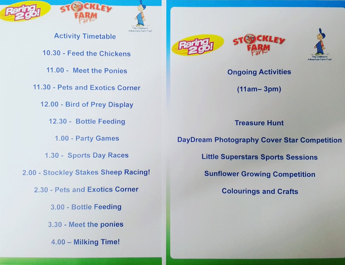 StockleyFarmPk's tweet image. It's the @R2GWarrington  Fun Day TODAY!

Lots of fun planned and goody bags for the first few visitors so get down early! 

Plenty of #farmfun from us and #extrafun activities from Raring2Go!