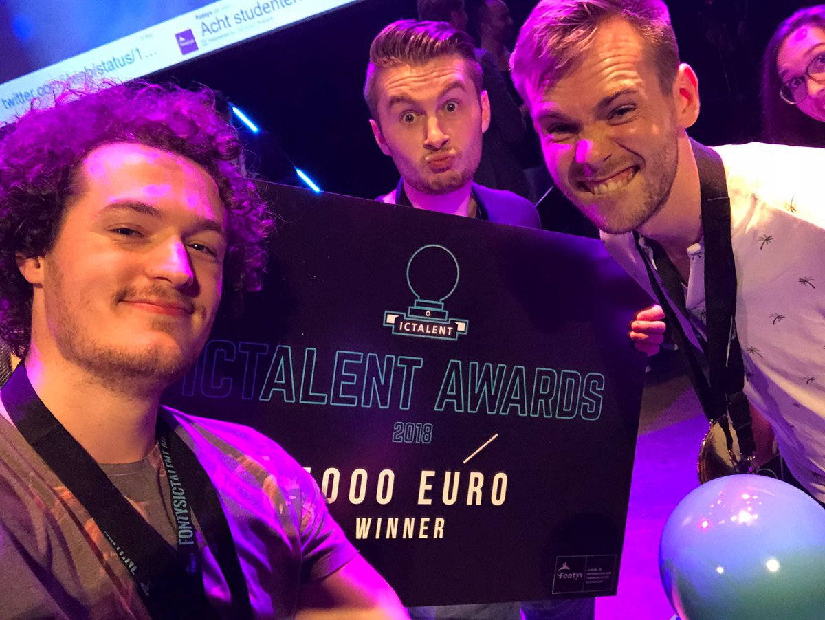 Sebastiaandacht's tweet photo. WE DID IT, again! We WON the 2018 ICTALENT AWARDS. The judges said RetireMe was successful because of our working proof of concept and enthusiasm :D The hard work that our team(@Toonvanstrijp , Jordy Vonk and me) put in, payed off! https://t.co/6cjff82n7W