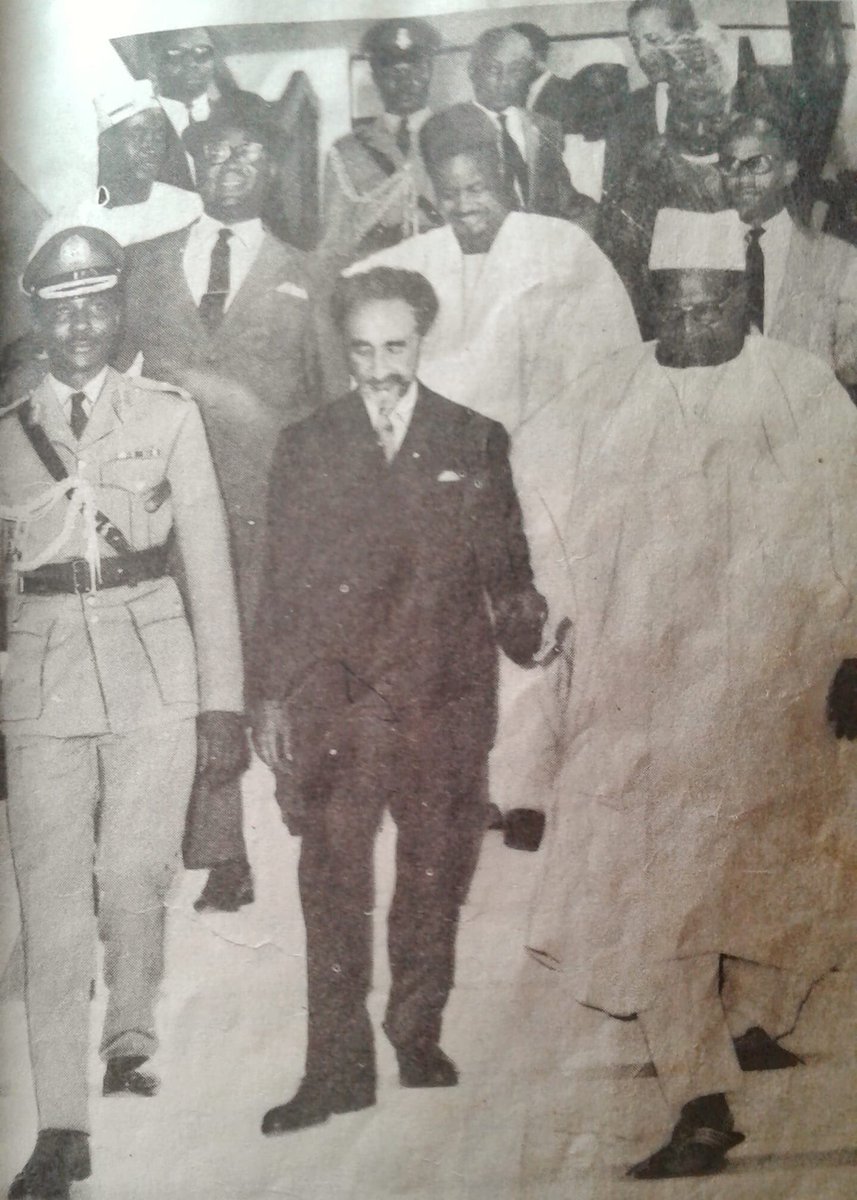 ArewaHistory's tweet photo. L - R: General Yakubu Gowon of Nigeria, Emperor Haile Selassie of Ethiopia and President Hamani Diori of Niger Republic in search for peace during the Nigerian civil war, 1968. https://t.co/YLItuZ89my