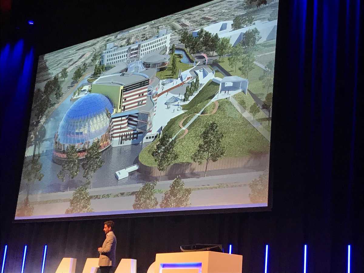 roboud's tweet photo. Prachtige rendering van nieuwe hoofdkantoor @AFAS gepresenteerd door @basvanafas tijdens #AFASOpen2018 #trots @cadcompany https://t.co/PD448A50Td