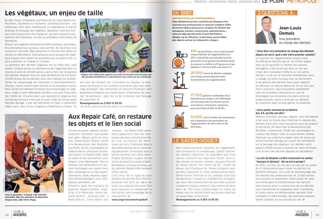ZD_Angers's tweet photo. Dossier spécial #ZeroDechet dans le mag. @AngersAgglo qui évoque la priorité : réduire les tonnages et sortir les déchets du chemin de l’incinération. L’objectif : -3% d’ici 2021. Challenge accepted 💪 #Angers #AnjouVert #Environnement https://t.co/L8KAhYYRna