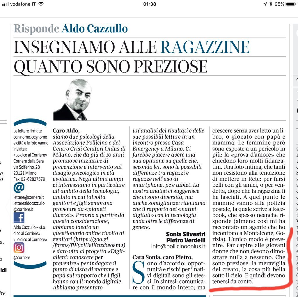 KelleddaMurgia's tweet photo. Le ragazzine sono "preziose, "la cosa più bella sotto il cielo", e devono "tenersi da conto". Caro Cazzullo, il tuo giornale le tiene così da conto che a mandarle in prima pagina a pensare il mondo deve parergli brutto. Restiamo le più belle sotto il cielo, basta là #tuttimaschi https://t.co/6aYheSNKcM