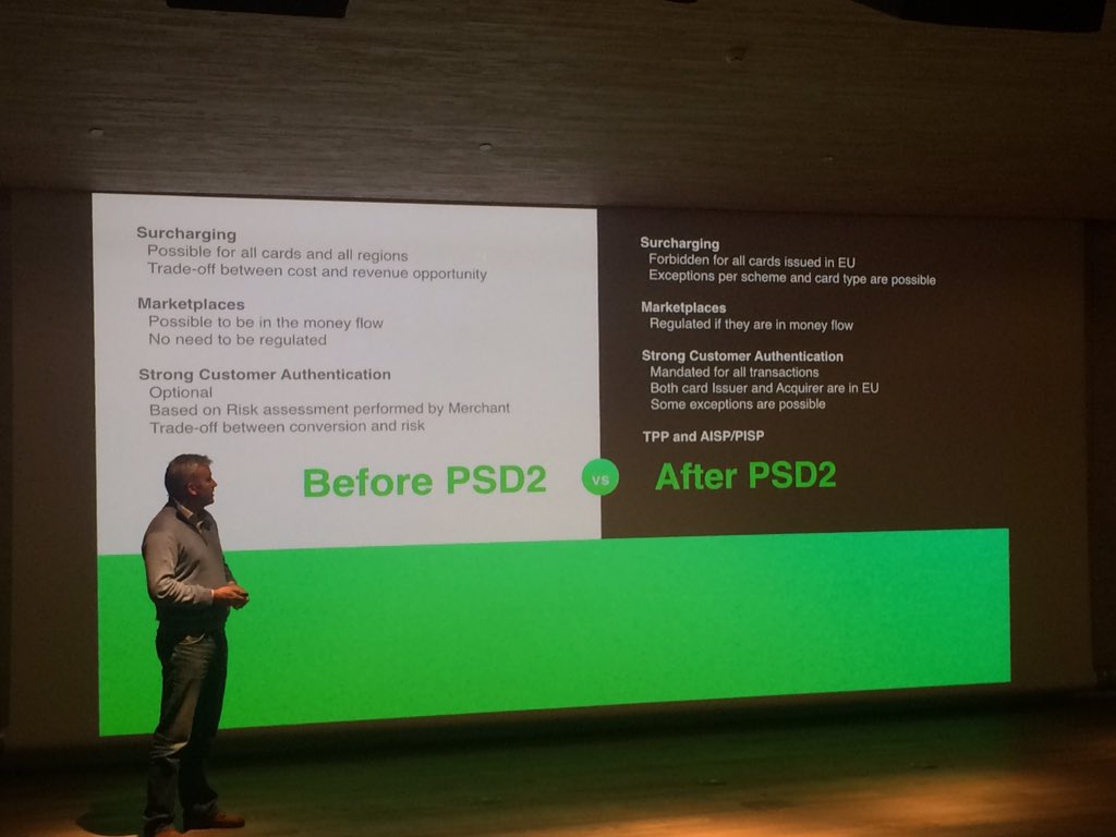 AntonioSelas's tweet photo. Austanding presentation by Attyla Dogan @Adyen talking about a hot topic 

Strong Customer Authentication in #PSD2 

#SCA #Banking #payments #fintech #innoPayments18 @adigital_org 

@JimMarous @leimer @andi_staub @SpirosMargaris @guzmand @SpainFintech https://t.co/bFblvYaHOY