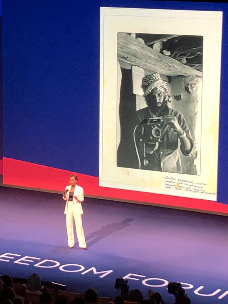 ghoshworld's tweet photo. A shutdown of the press is the shutdown of democracy as a whole. — @VanessaBerhe, Eritrean human-rights activist, at @OsloFF https://t.co/UactQXU0SJ