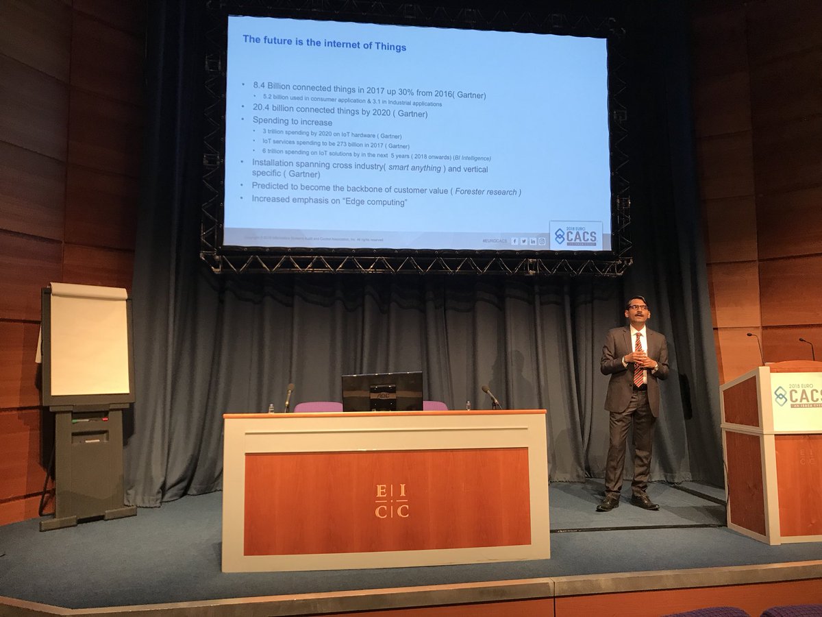 ISACAMedia's tweet photo. What happens when connected devices generate misinformation? @iyeraghu is exploring in a #EuroCACS session on auditing IoT. https://t.co/4YjQ1H4px0