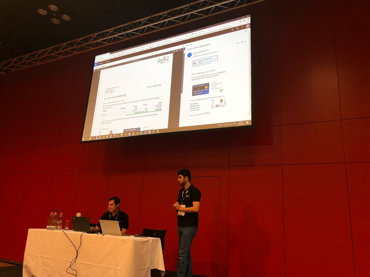 ChristianB42's tweet image. Cool session by @TheobaldSoftw having a bot and #msflow doing all the work plus order creation by #dox42 at #collabsummit2018
