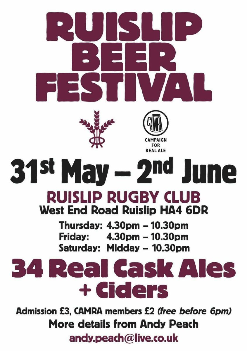 ruisliprfc's tweet photo. @RuislipBeerFest #beerbods #beerisback #beer #festival get yourselves down tomorrow https://t.co/Yu8w1Jv6tS