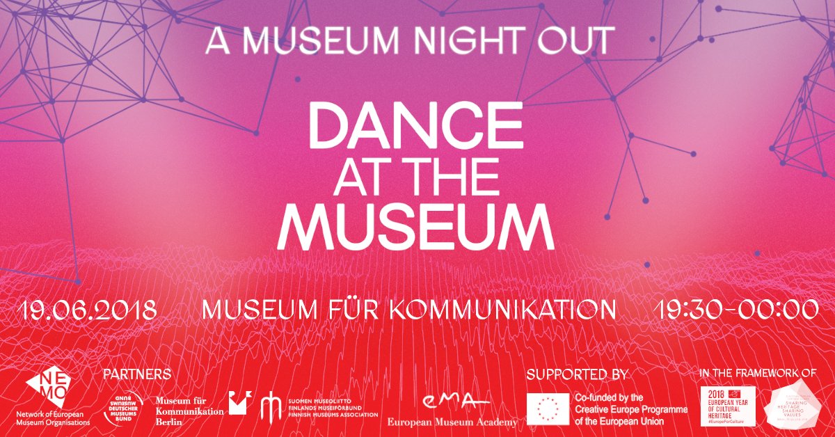 NEMOoffice's tweet photo. On 19 June NEMO and its partners invite to A Museum Night Out - Dance at the Museum during the #EuropeanCulturalHeritageSummit. Join us at this free event celebrating museums and European cultural heritage at @mfk_berlin!
💃https://t.co/DsMFA3hUX9 … #EYCH2018 #SharingHeritage https://t.co/lnhDCeV2VQ
