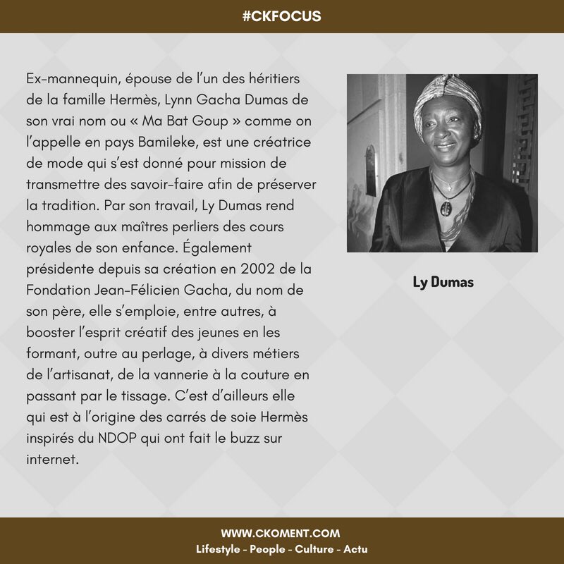 Douala_CKoment's tweet photo. Hello #CKPEEPS petit #CKFOCUS ce matin , on parle de celle qui est à l'origine des carrés de soie Hermès !! LY DUMAS! 

L'hebdomadaire #CKOMENT toujours disponible gratuitement sur le site https://t.co/ij7KtPLhGM https://t.co/GonvQ4S6B1