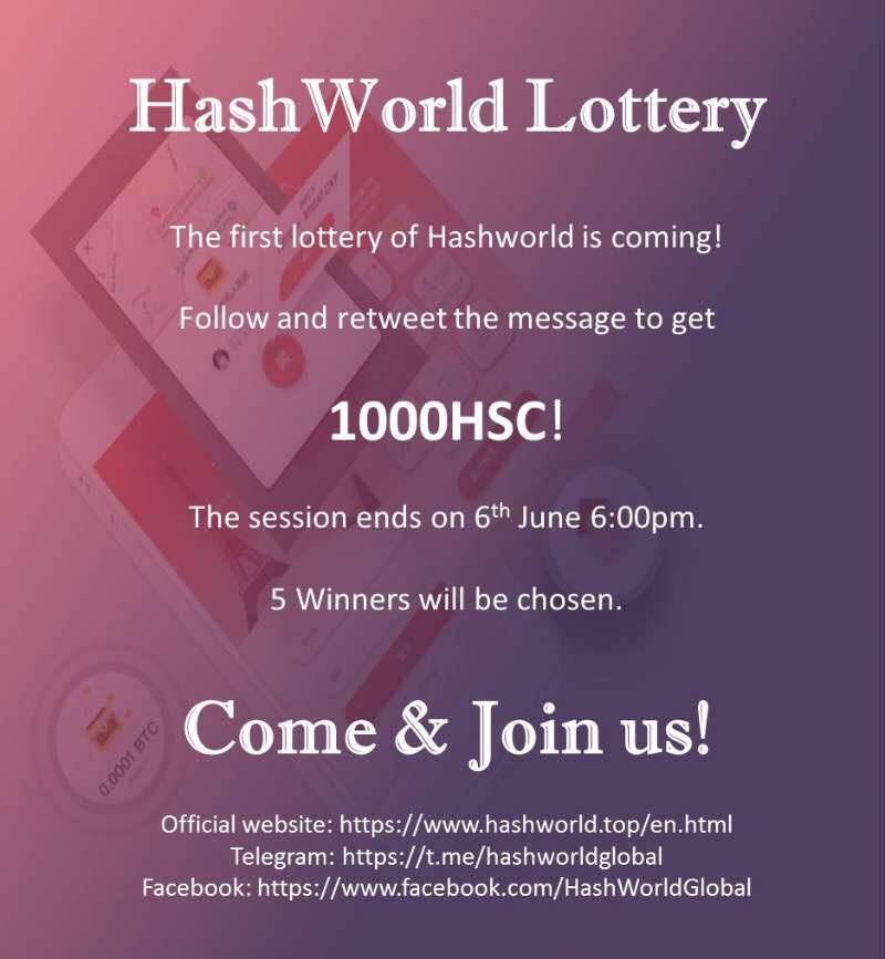 #Hashworld 1.2 million users in Hashworld now! Thanks for your support! We will start our first Hashworld Lottery! Follow us and retweet this message, you will have chance to get 1000 HSC! Come and join us, play blockchain games and earn coins! medium.com/@YinghaoJia/ha…