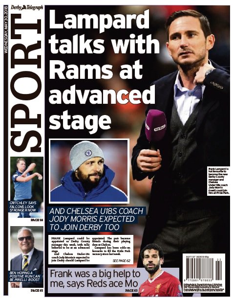 DerbyTelOffers's tweet image. Lampard talks with #Rams at advanced stage - See today's #DerbyTelegraph #SPORT