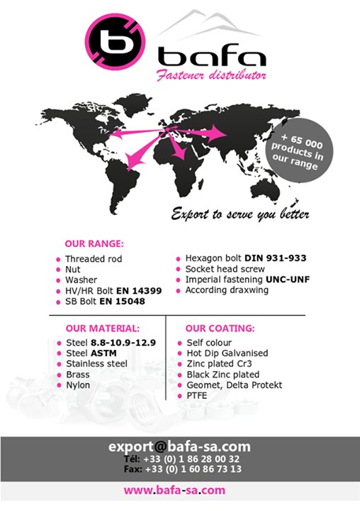 bafa_sa's tweet photo. BAFA, an international présence ! 🌍👍 
To know more on our Export Department ➡️ https://t.co/p39RO6hZiS 
#BafaSa #hardware #steel #screws #bolts https://t.co/GzoAwkARWt