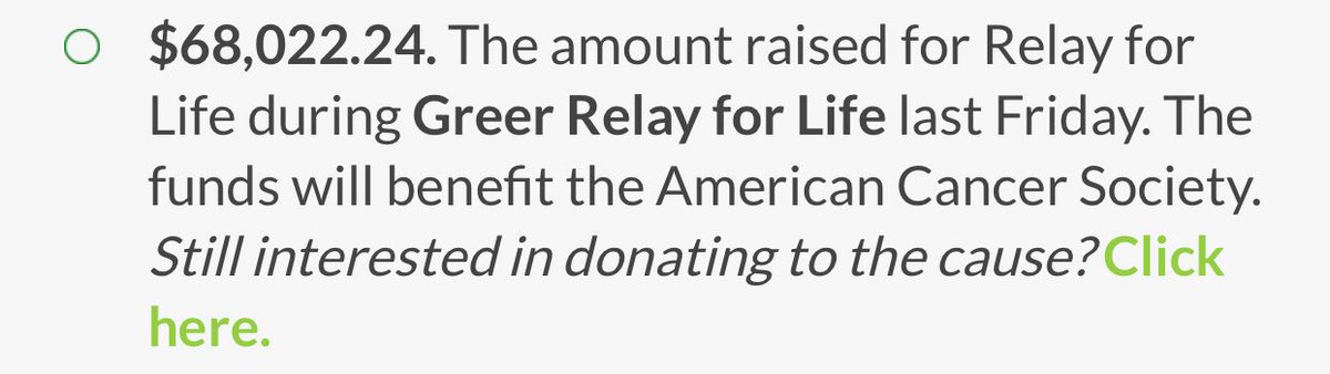 GreerRelay2019's tweet image. Thanks @GVLtoday for the coverage. 🎉