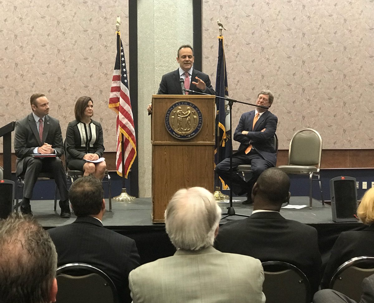 CHFSKy's tweet photo. Exciting news this morning as we announced a partnership with @healthyky to help with implementation of our innovative Kentucky HEALTH Medicaid waiver.  @GovMattBevin https://t.co/T5OvPq5WJd
