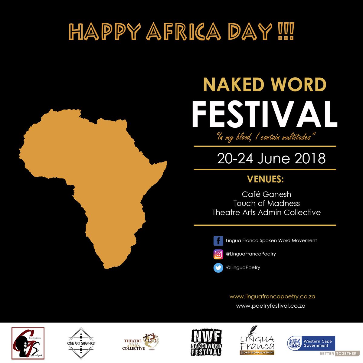 LinguaPoetry's tweet photo. As we conclude Africa Month Lingua Franca celebrates every young African who has pushed the boundaries and defied the norm, dared to dream and took that leap of faith. You are brave and beautiful in all that you are.
#NakedWordFest2018
#Poetry

@WCGovEvents @CapeTownTourism https://t.co/zYvL9W6Z0l