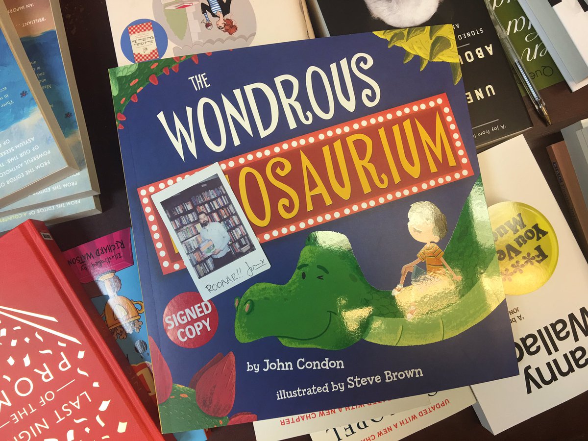 Anyone near @QPBooks who fancies a signed copy of #TheWondrousDinosaurium... it's there. Waiting for you to arrive. There's also now a photo of me on the wall. @SteveSketchesIt @maverickbooks