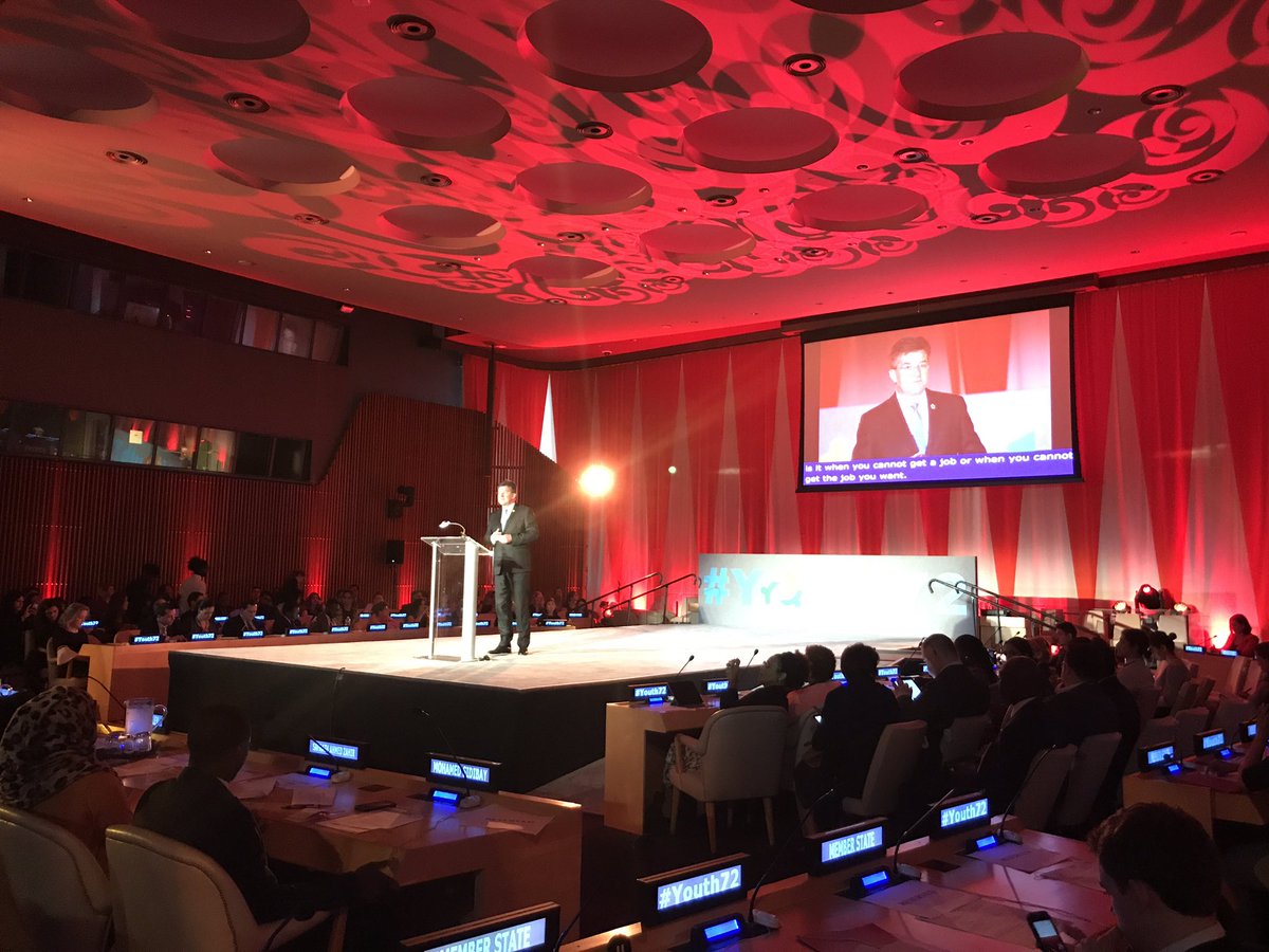 UN_PGA's tweet photo. Our Youth Dialogue just started! I'm not here to talk TO young people. I'm here to listen and learn from them. Young people: I want to hear your ideas on education, employment &amp; prevention of radicalization! #youth72 https://t.co/5G1Tx5WwQO