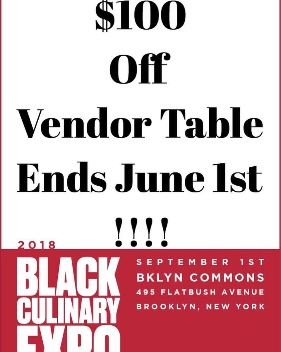 Blk_Street's tweet photo. Reposting @blackculinaryexpo:
...
"Only a few days  left for you to take advantage of our early bird vendor package! Head over to our website to take advantage of this great deal! Tag a Chef who may be interested! #BlackCulinaryExpo" https://t.co/QqDHPhiKoh