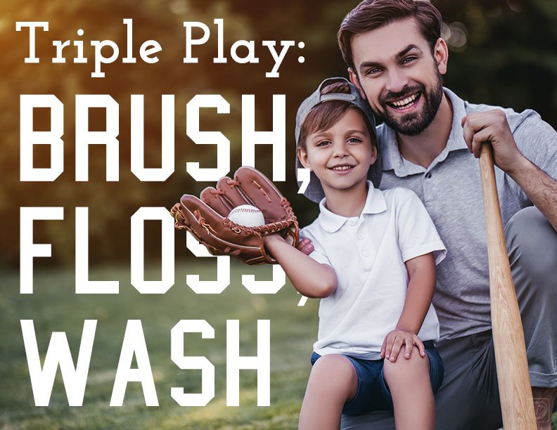 BoyleDental's tweet photo. Keep up with the baseball season by turning your oral hygiene routine into a triple play. Brush, floss, and use mouthwash every day. https://t.co/kSG0saAPSd