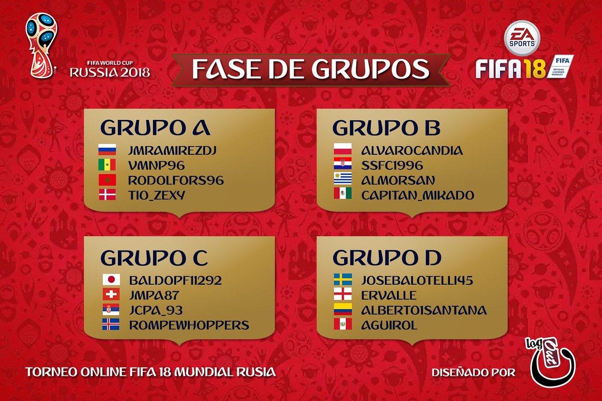 logoutspain's tweet photo. 💻🖌| Fase de grupos del Torneo Online de Fifa 18 en PS4 para el Mundial de Rusia 2018 diseñado por #LogOutSpain #Fifa #18 #Mundial #World #Cup #Fifa18 #Russia #Rusia #Art #Design #WorldCup #Online #Tournament #Play #PlayStation #Ps4 #Football #Soccer #ESports https://t.co/NyXl18kCb1