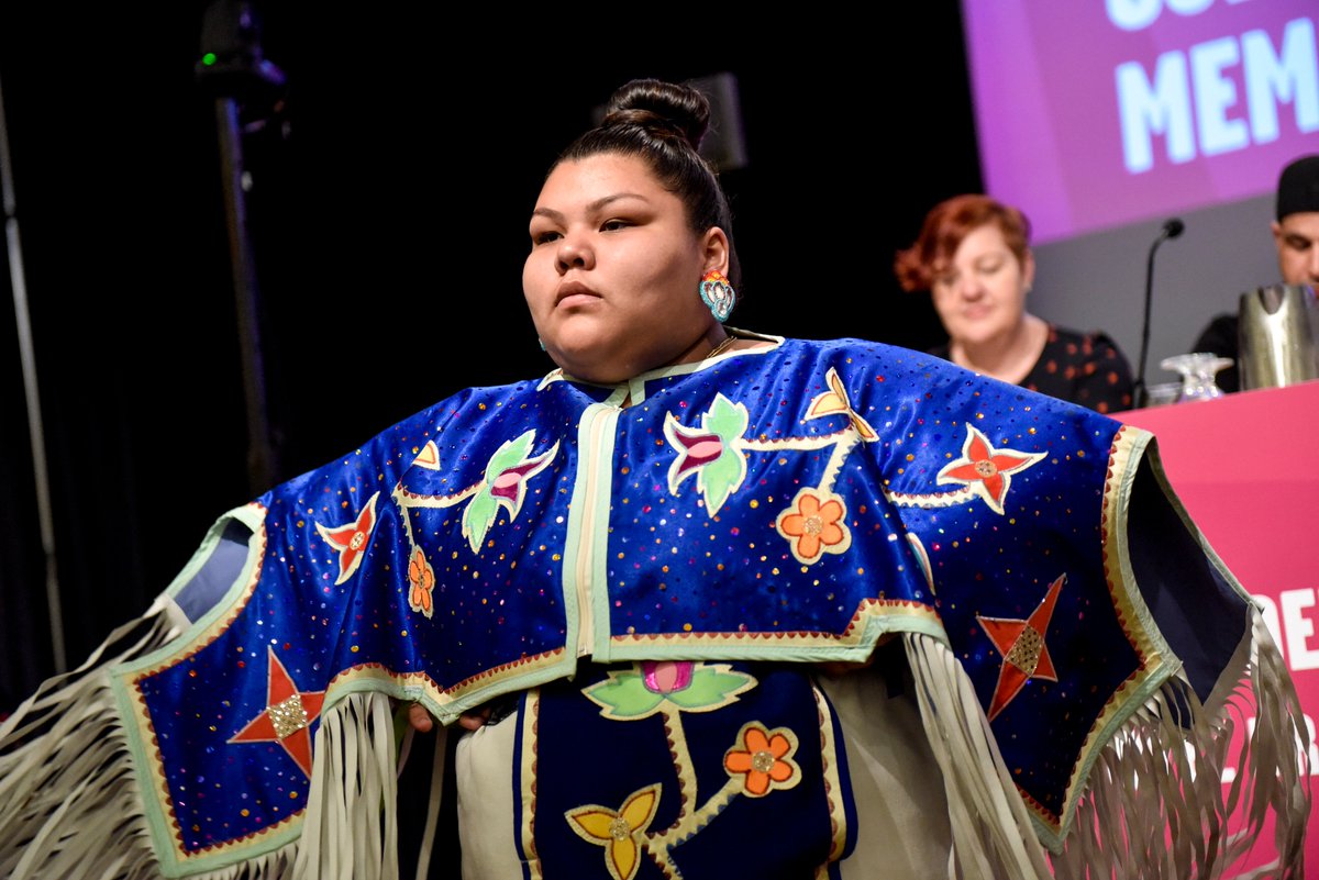 CUPEOntario's tweet photo. CUPE Ontario Convention 2018 kicks off with an aboriginal opening, community recognition, &amp; equality fightback. // #CUPEON18 #DemandBetter https://t.co/Lhee4vACoR