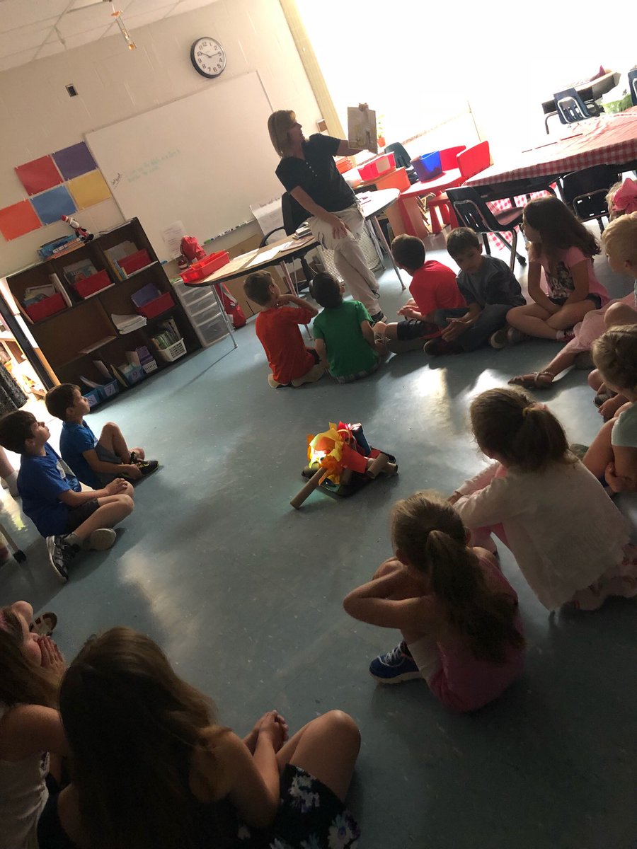 O_TChristine's tweet photo. first graders made a bar graph about who has/has never been camping, made a campfire and is enjoying a story about camping #thegreatoutdoors #AACPS @AACountySchools @RBESAnderson @therivierabeach  #campfirestories https://t.co/BNuKGfhS9P