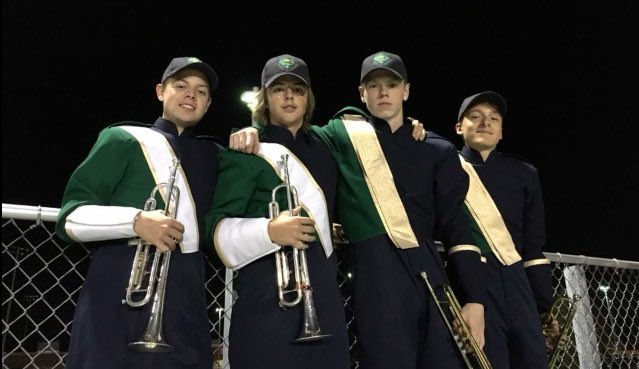 Our final #bryanstationhsband Senior tribute is Ashlin(pictured left). He was in the marching, symphonic, and jazz bands and will study trumpet at UK this fall. #defendingstation
